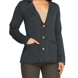 Blue Cotton Cashmere Blazer with Elbow Patches